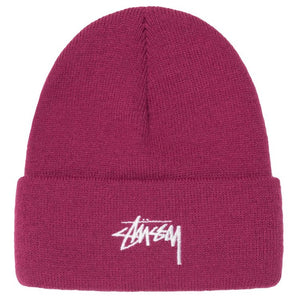 Stussy Stock Logo Embroidered Beanie Plum