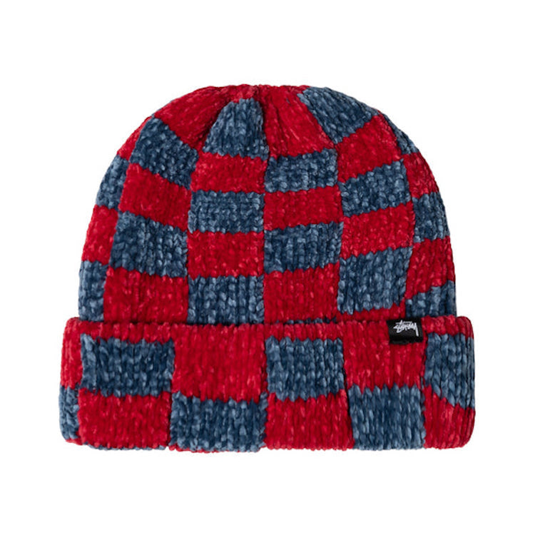 【18％OFF】 Checkered Crochet Stussy Cuff Red Beanie 帽子