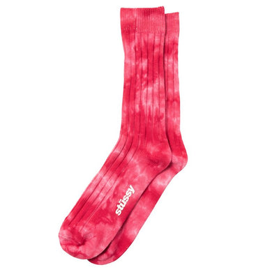 Stussy Dyed Ribbed Crew Socks Red