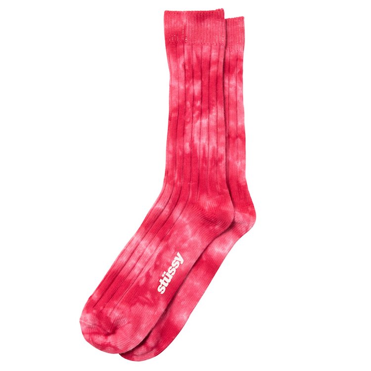 Stussy Dyed Ribbed Crew Socks Red