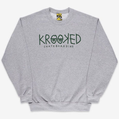 Krooked Skateboards Krooked Eyes Sweatshirt Grey Heather/Dark Green