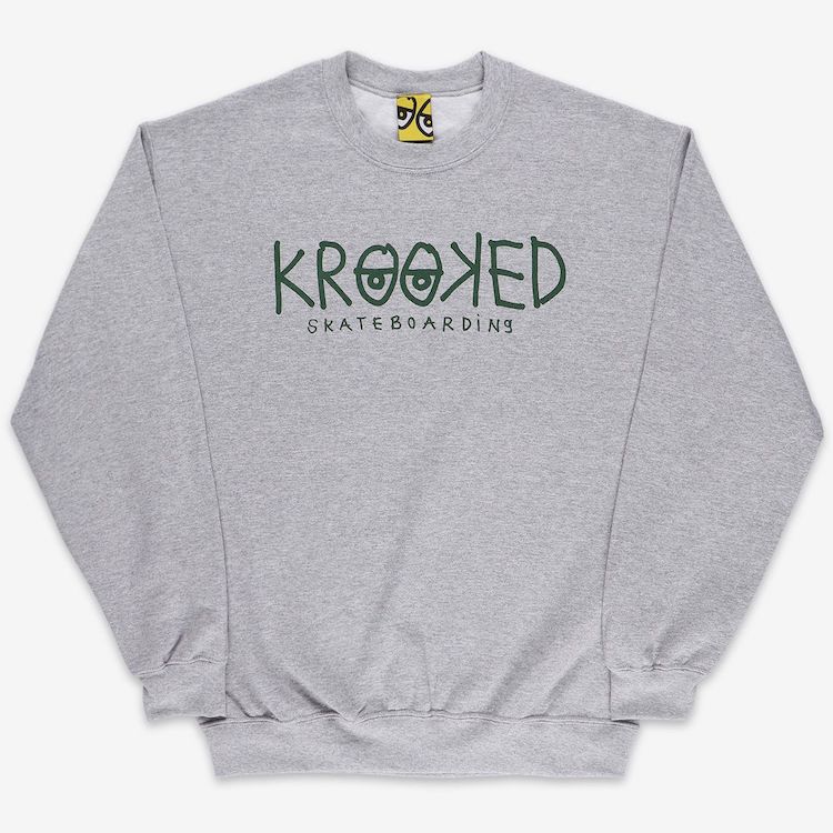 Krooked Skateboards Krooked Eyes Sweatshirt Grey Heather/Dark Green