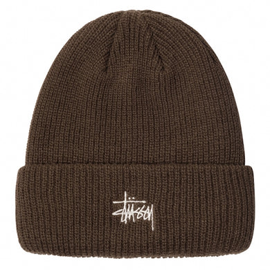 Stussy Basic Logo Embroidered Cuff Beanie Brown