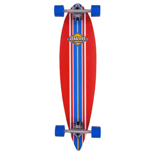 D-Street Ocean Pintail Red Complete Skateboard Longboard 35"x9"