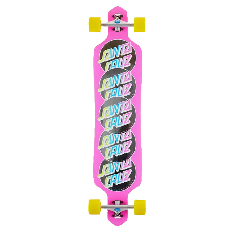 Santa Cruz Skateboards Classic Dot Stack Drop Thru Pink Complete Skateboard Longboard 9.2