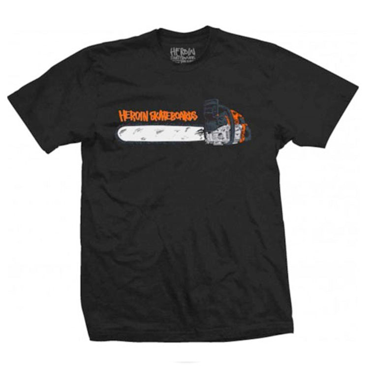 Heroin Skateboards Chainsaw T-Shirt Black