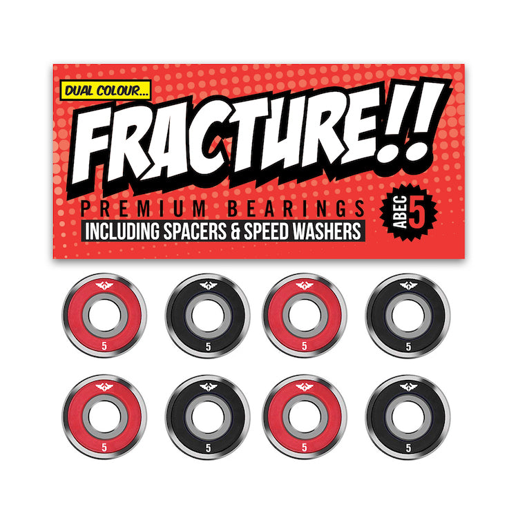 Fracture Skateboards Premium Abec 5 Red/Black Bearings