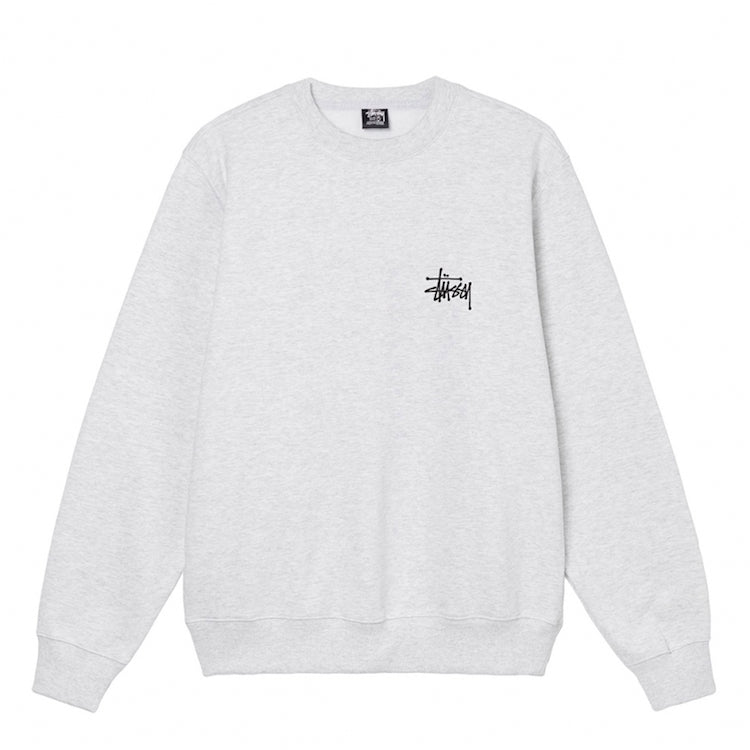 Stussy Basic Logo Crewsweat Ash Heather