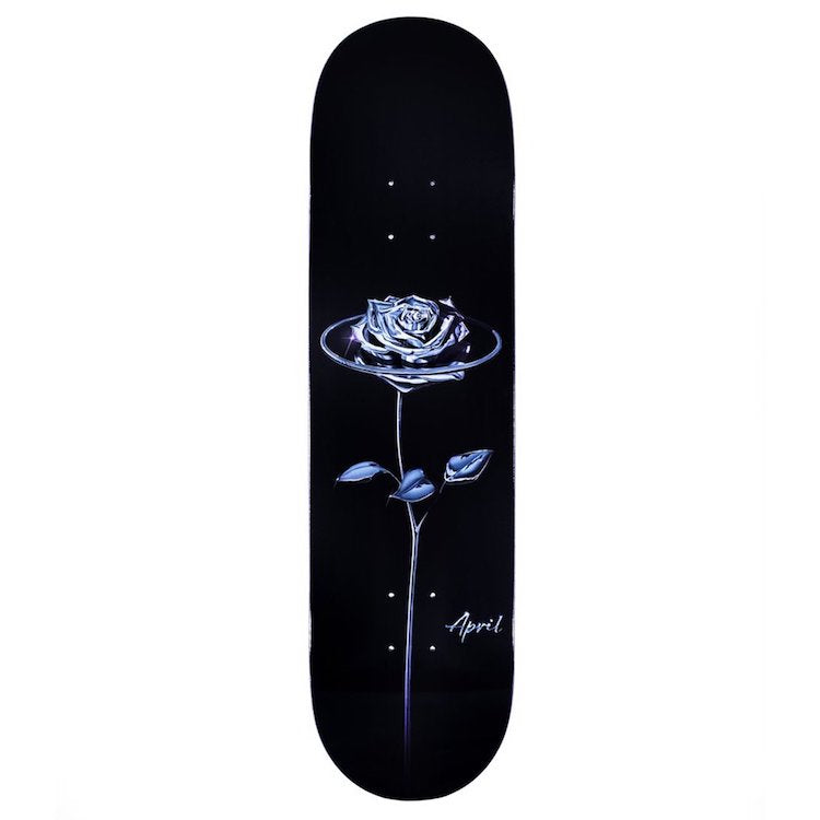 April Skateboards Chrome Rose Black Skateboard Deck 8.25