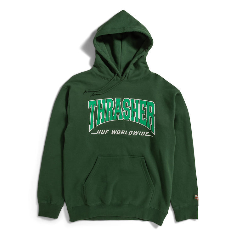 HUF X THRASHER Bayview Pullover Hoodie Forest Green