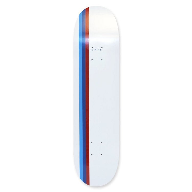 Skateboard Cafe Stripe White/Blue/Navy/Red Skateboard Deck 8.25