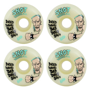 Snot Wheel Co Dead Daves Bad Bois White/Glow In The Dark Skateboard Wheels 100a 54mm