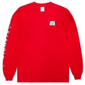 RIPNDIP Lord Nermal Cherry Red L/S Pocket T-Shirt