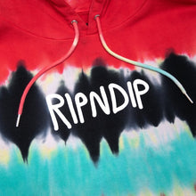 RIPNDIP Rubber Logo Red / Black Tie Dye Hoodie