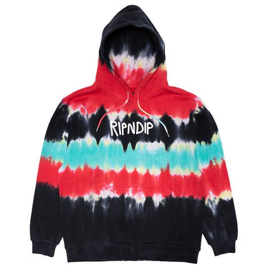 RIPNDIP Rubber Logo Red / Black Tie Dye Hoodie