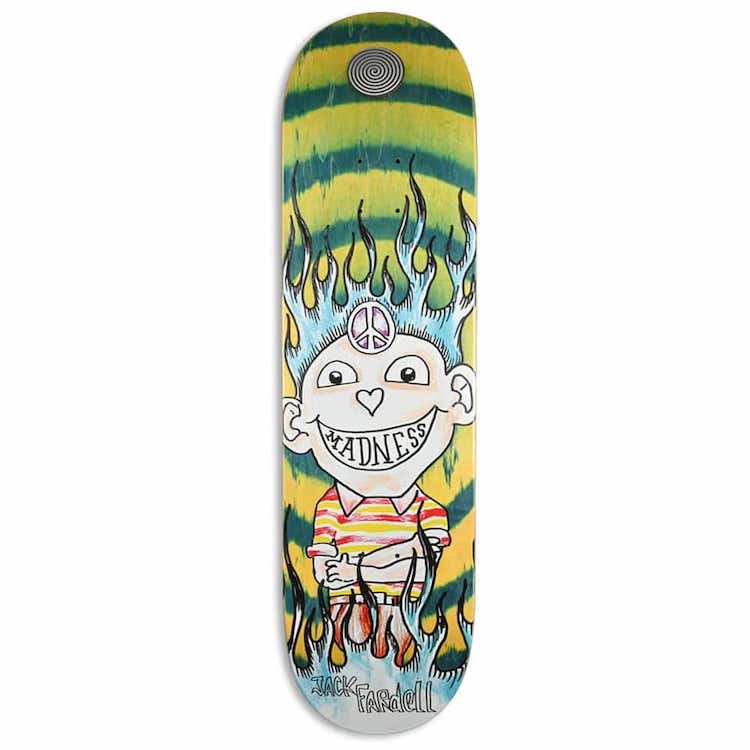 Madness Skateboards Jack Fardell x Gonz Green Swirl Skateboard Deck 8.5