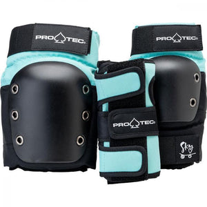 Pro-Tec Sky Brown Street Gear Junior 3-Pack Skateboard Pad Set Teal/Black