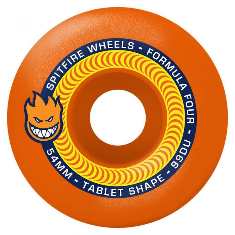 Spitfire Wheels Neon Orange Formula Four Tablet Skateboard Wheels 99a 54mm