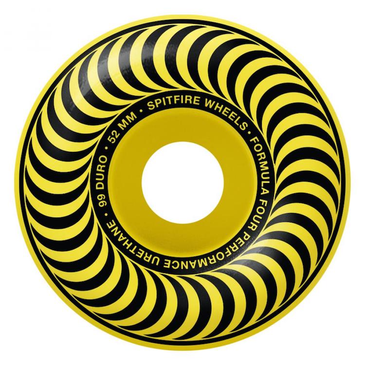 Spitfire Wheels Chroma Formula Four Pro Classic Yellow Skateboard Wheels 99a 52mm