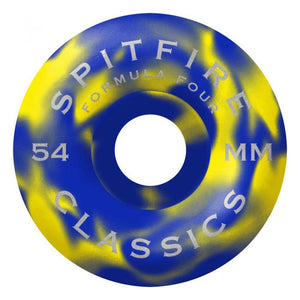 Spitfire Wheels Swirled Classic Formula Four Skateboard Wheel Yellow/Blue Swirl 99a 54mm