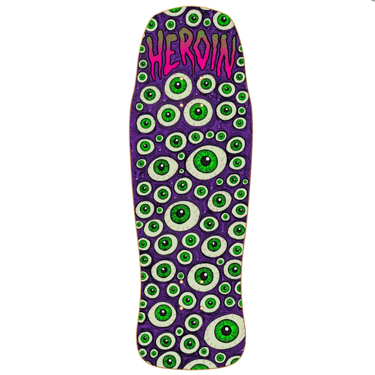 Heroin Skateboards Purple Eyeballer Shaped Skateboard Deck 10.1