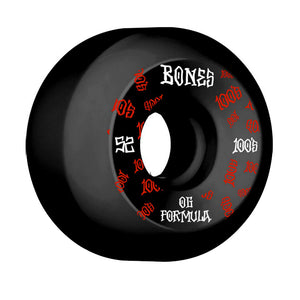 Bones Wheels 100's V5 #3 Sidecut Black Skateboard Wheels 100a 52mm