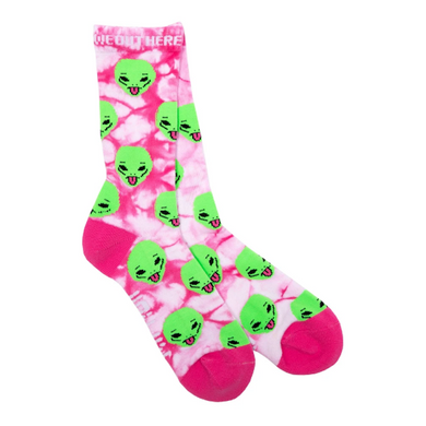 RIPNDIP We Out Here Pink Lightning Wash Crew Socks