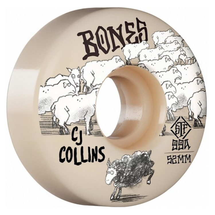 Bones Wheels Collins Black Sheep V3 STF Slim Skateboard Wheels 99a 52mm