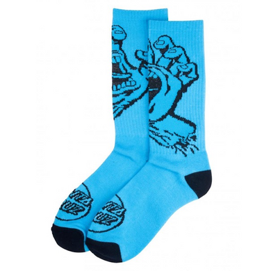 Santa Cruz Screaming Hand Mono Crew Socks Cyan