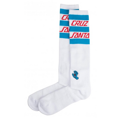 Santa Cruz Screaming Strip Stripe Crew Socks White