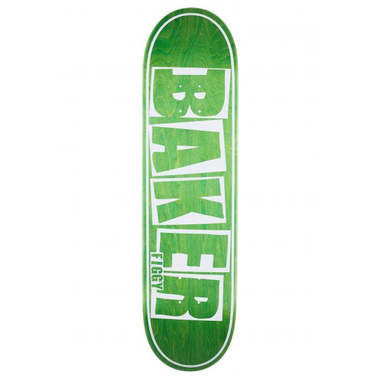Baker Skateboards Figgy Brand Name Green Veneer Skateboard Deck 8.25