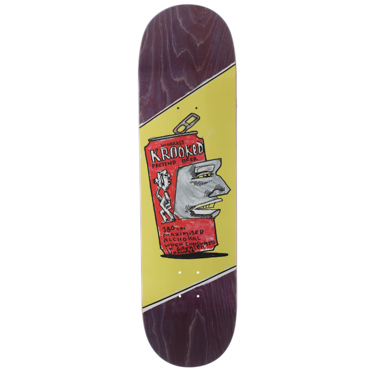 Krooked Skateboards Worrest Pretend beer Purple Skateboard Deck 8.75