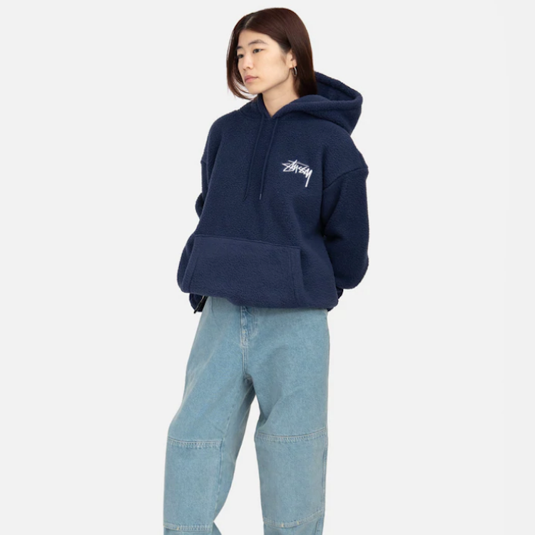 Stussy Bronson Sherpa Hoodie Navy Flavour Skateshop