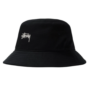 Stussy Stock Logo Bucket Hat Cap Black L/XL