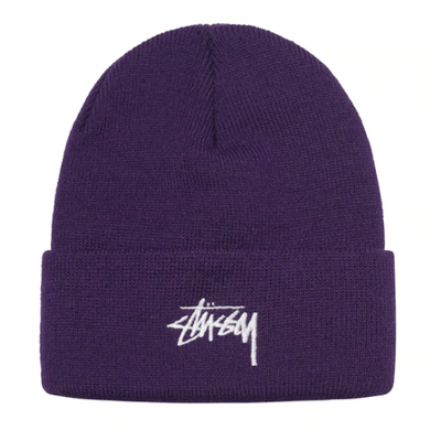 Stussy Stock Logo Embroidered Beanie Grape