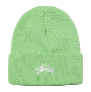 Stussy Stock Logo Embroidered Beanie Bright Green