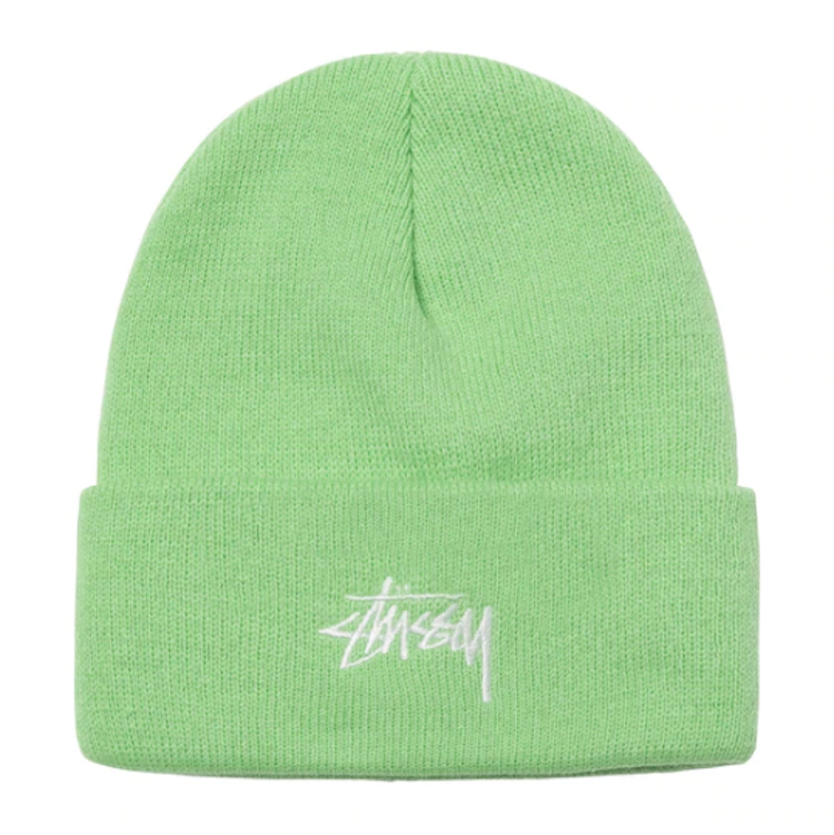 Stussy Stock Logo Embroidered Beanie Bright Green