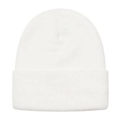 Stussy Stock Logo Embroidered Beanie Bone