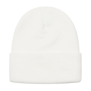 Stussy Stock Logo Embroidered Beanie Bone