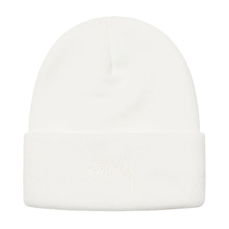 Stussy Stock Logo Embroidered Beanie Bone