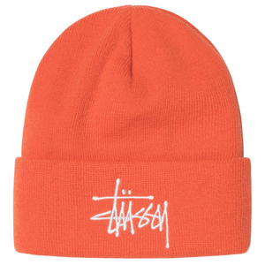 Stussy Basic Logo Thinsulate Embroidered Cuff Beanie Orange