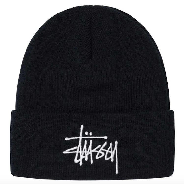 Stussy Basic Logo Thinsulate Embroidered Cuff Beanie Black