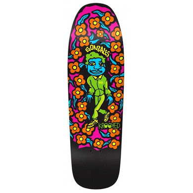 Krooked Skateboards Gonz Sweatpants Blacklight Custom Shape Skateboard Deck 9.81