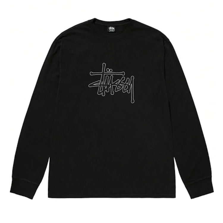 Stussy Outlined Pigment Dyed L/S T-Shirt Black
