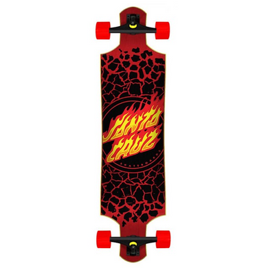 Santa Cruz Flame Dot Drop Down Black/Red Complete Skateboard Longboard 10