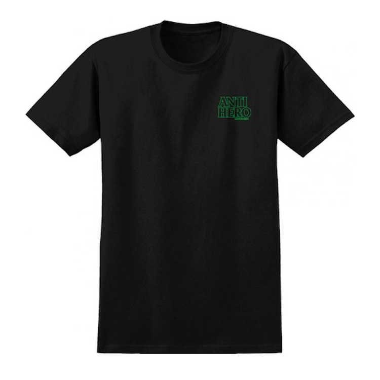 Anti Hero Skateboards Lil Black Hero Outline T-Shirt Black/Green