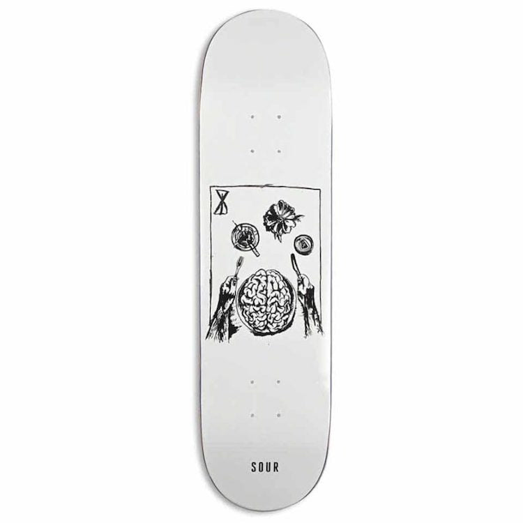 Sour Skateboards Brainfeast White Skateboard Deck 8.25