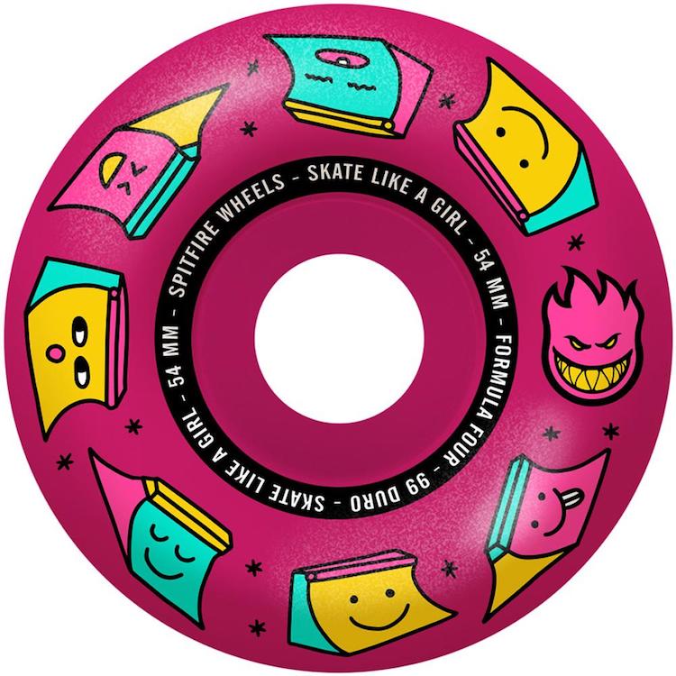 Spitfire Wheels Formula Four Like A Girl Radial Pink Skateboard Wheels 99a 54mm
