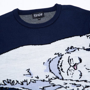 RIPNDIP Great Wave Knitted Sweater Navy