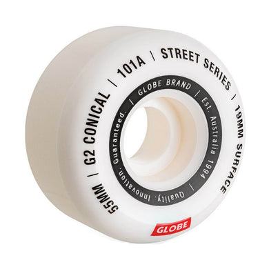 Globe G2 Conical Street Skateboard Wheels White 101a 55mm